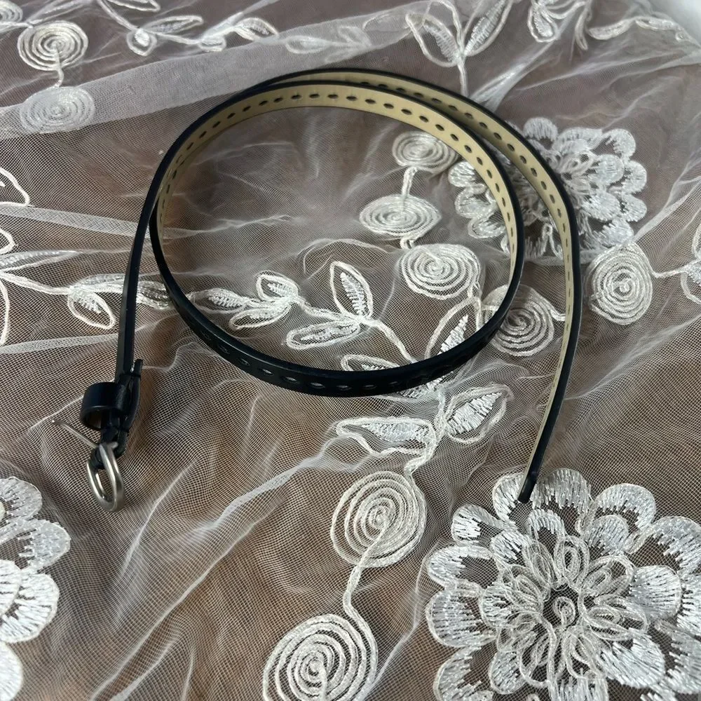 Black Pleather 40”X1/2” Belt with Silver Hardware